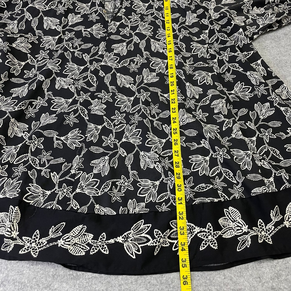 NEW HM Black White Floral Lace Print Button Front Mini Dress L Puff Sleeve - Picture 15 of 15